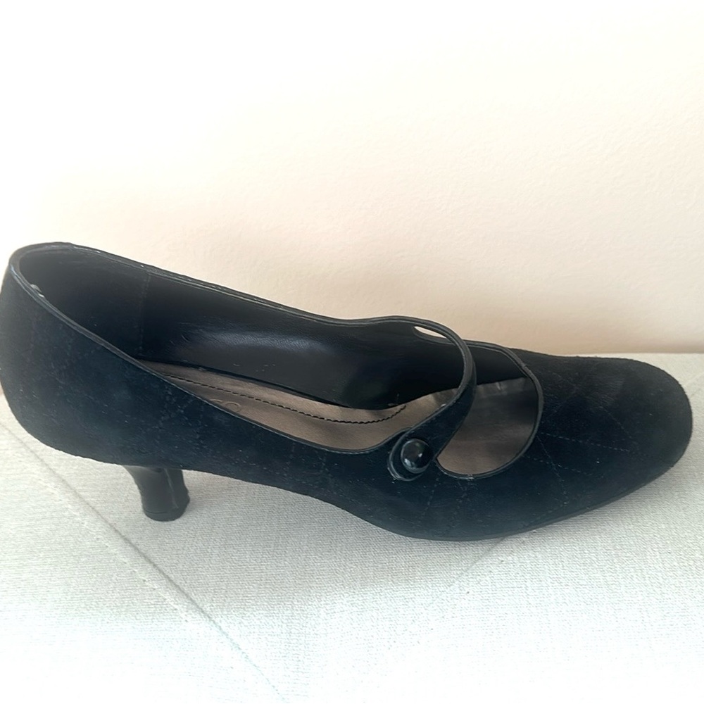 Franco Sarto Pumps Mary Jane Black Quilted Suede Size 9